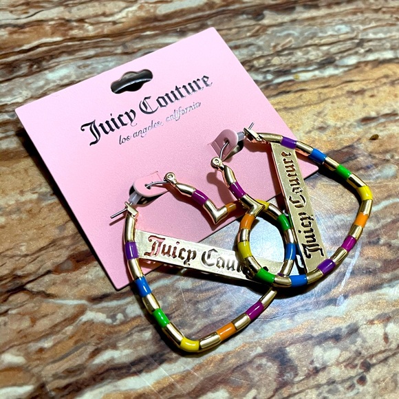 Juicy Couture Gold-Tone Rainbow Heart Earrings - Picture 3 of 3
